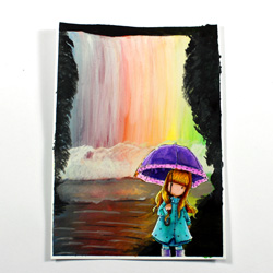 Regenbogen-Wasserfall mit Aquarellfarben