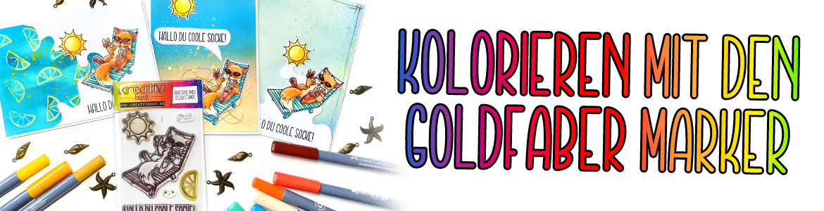 Coole_Socke_Fips_kolorieren_mit_Goldfaber_Aquarellmarkern