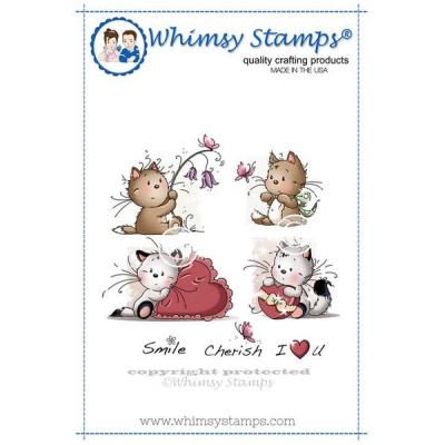 Whimsy Stamps Rubber Cling Stamp - Playful Kittens