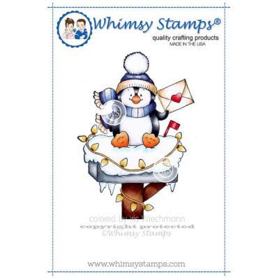 Whimsy Stamps Rubber Cling Stamp - Penguin Happy Mail