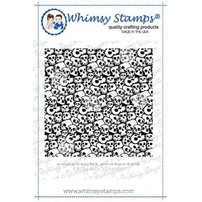 Whimsy Stamps Background Rubber Cling Stamp - Goth Skulls