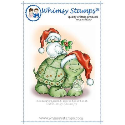 Whimsy Stamps Rubber Cling Stamp - Christmas Turtle & Dove
