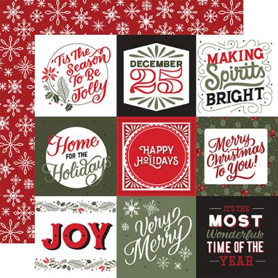 Echo Park Salutations Christmas Designpapier - 4x4 Journaling Cards