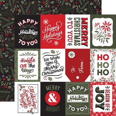 Echo Park Salutations Christmas Designpapier - 3x4 Journaling Cards