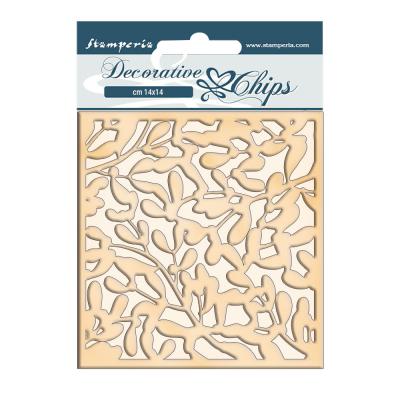 Stamperia Winter Tales Decorative Chips - Leaves Texture