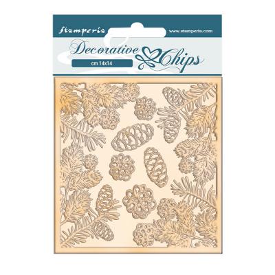 Stamperia Romantic Christmas Decorative Chips - Pinecones