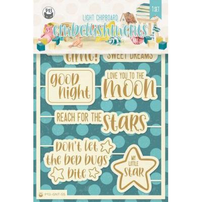 Piatek13 Good Night Embellishments - Chipboard Words