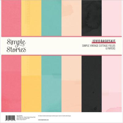 Simple Stories Vintage Cottage Fields Cardstock - Basics Kit