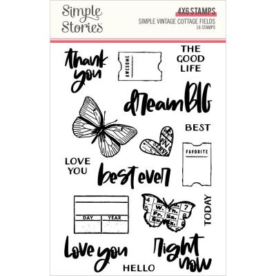 Simple Stories Vintage Cottage Fields Clear Stamps - Vintage Cottage Fields