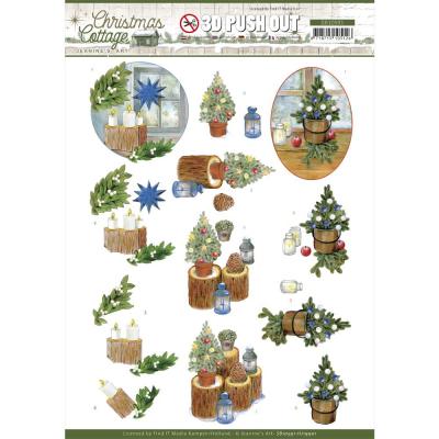 Find It Trading Jeanine's Art Christmas Cottage Punchout Sheet - Blue Decorations