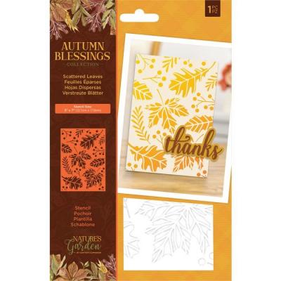 Crafter's Companion Autumn Blessings Stencil - Scattered Leaves
