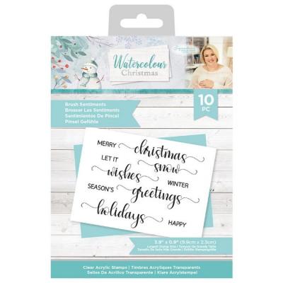 Crafter's Companion Watercolour Christmas Clear Stamps - Brush Sentiments