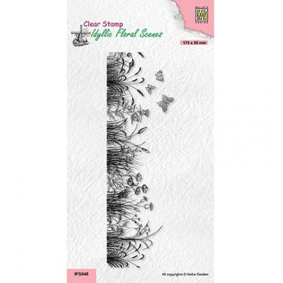 Nellies Choice Clear Stamp - Meadow With Butterflies