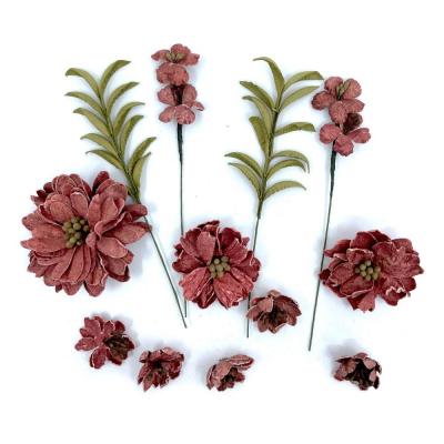 49 And Market Rustic Blooms Paper Flowers - Cranberry