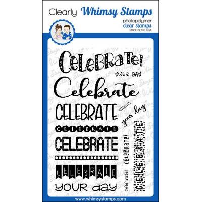 Whimsy Stamps Deb Davis Clear Stamps - Sentiment Assortment - Celebrate