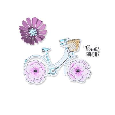 Sizzix Jen Long Clear Stamps und Outline-Stanzschablonen - Thankful Bicycle