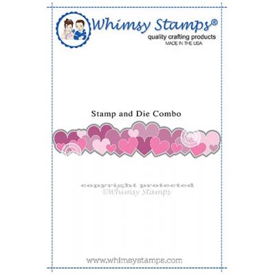 Whimsy Stamps Rubber Cling Stamp And Die Combo - Heart Border