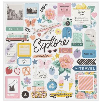 American Crafts Maggie Holmes Round Trip Sticker - Icons & Phrase