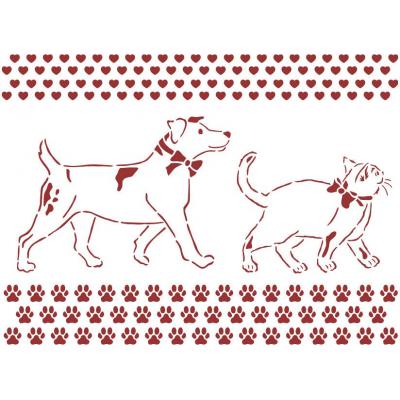 Stamperia Daydream Stencil - Dog And Cat