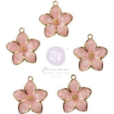 Prima Marketing Peach Tea Charms - Enamel Flower