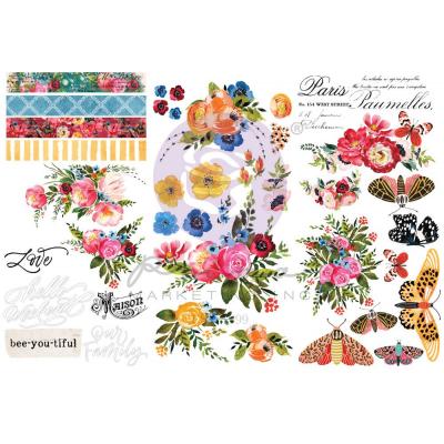 Prima Marketing Painted Floral Sticker - Rub On Transfers