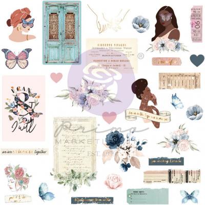 Prima Marketing Indigo Flowers Die Cuts - Ephemera