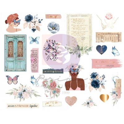 Prima Marketing Indigo Flowers Sticker - Chipboard Stickers