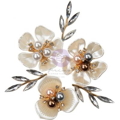 Prima Marketing Indigo Flowers Charms - Flower And Branch