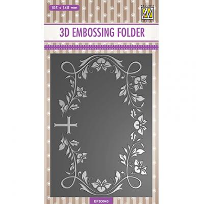 Nellies Choice 3D Embossingfolder - Blooming Twigs With Cross