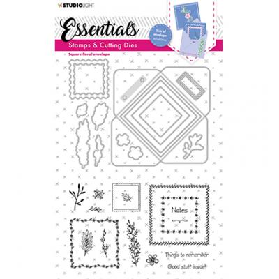 StudioLight Envelopes Essentials Nr.14 Stamps und Dies - Square Floral
