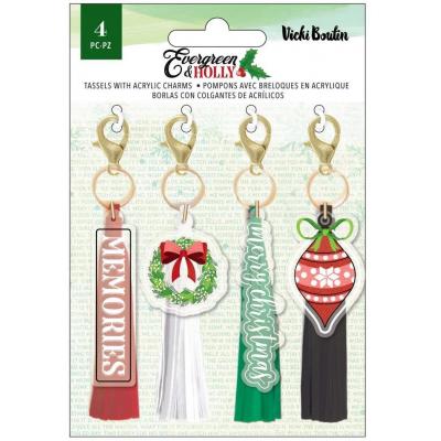 American Crafts Vicki Boutin Evergreen & Holly Embellishments - Tassels