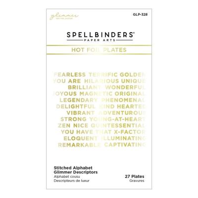 Spellbinders Hotfoil Stamps - Stitched Alphabet Glimmer Descriptors