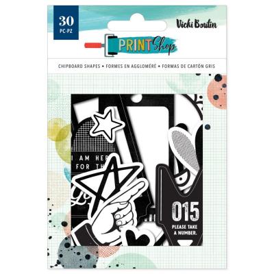 American Crafts Vicki Boutin Print Shop Die Cuts - Mixed Chipboard Shapes