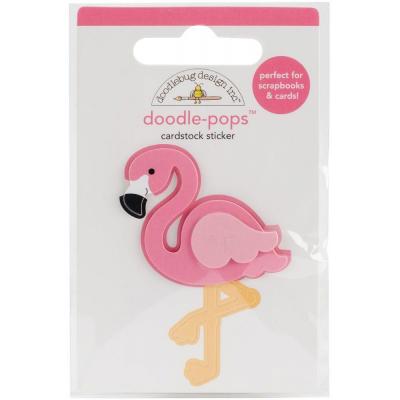 Doodlebug Seaside Summer Doodle-Pops Sticker - Pink Flamingo