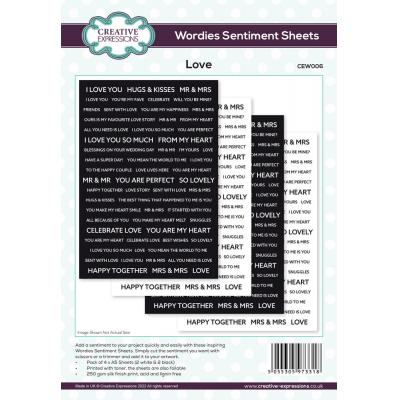 Creative Expressions Wordies Sentiment Sheets - Love