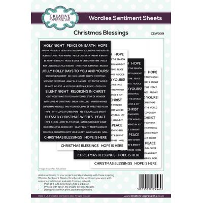 Creative Expressions Wordies Sentiment Sheets - Christmas Blessings
