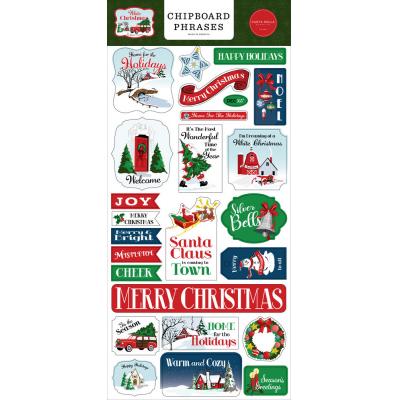 Carta Bella White Christmas Sticker - Chipboard Phrases