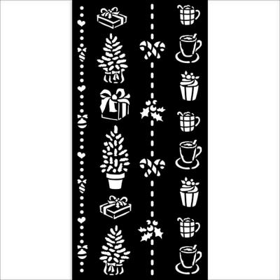 Stamperia Stencil - Border Gift And Cups