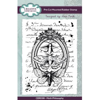 Creative Expressions Sam Poole Rubber Stamp - Moth Philosophy