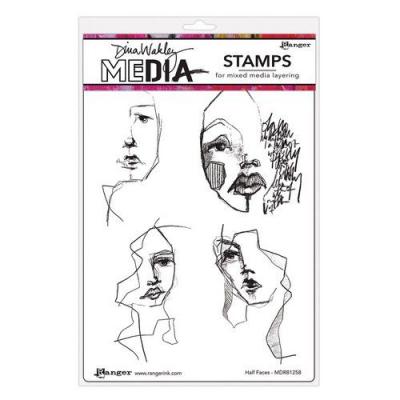 Ranger Dina Wakley Cling Stamp - Half Faces