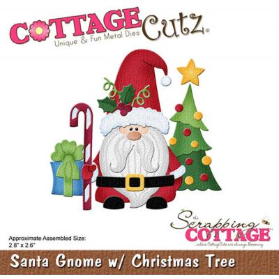 CottageCutz Dies - Santa Gnome With Christmas Tree