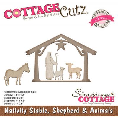 CottageCutz Dies - Nativity Stable, Shepherd & Animals