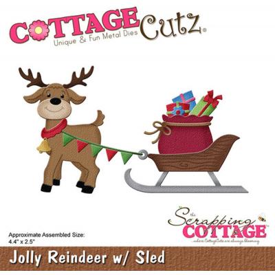 CottageCutz Dies - Jolly Reindeer With Sled