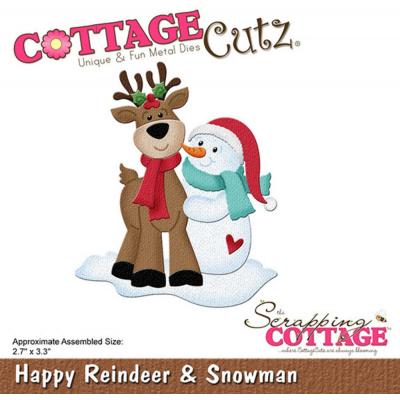 CottageCutz Dies - Happy Reindeer & Snowman