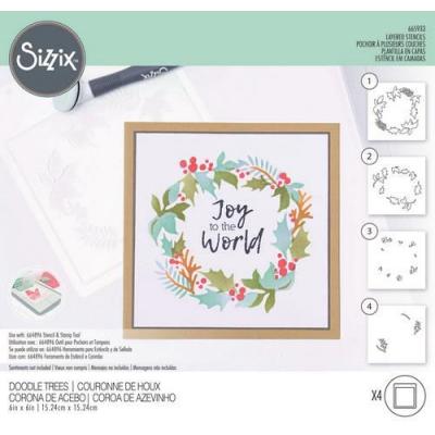 Sizzix Lisa Jones Layered Stencils - Holly Wreath