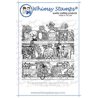 Whimsy Deb Davis Rubber Cling Stamp - Potions Cupboard