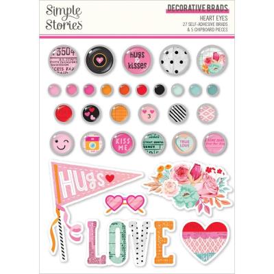 Simple Stories Heart Eyes Embellishments - Decorative Brads