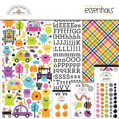 Doodlebug Monster Madness Designpapiere - Essentials Kit