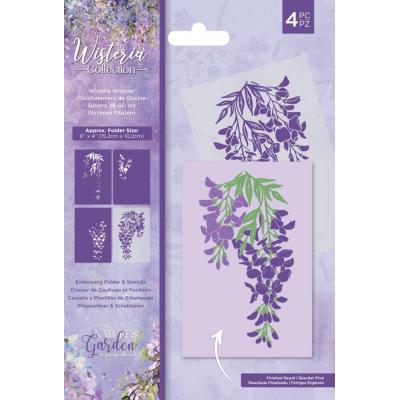 Crafter's Companion Wisteria Embossing Folder & Stencil - Wisteria Whisper