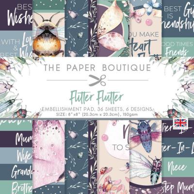 The Paper Boutique Flitter Flutter Designpapiere - Embellishments Pad